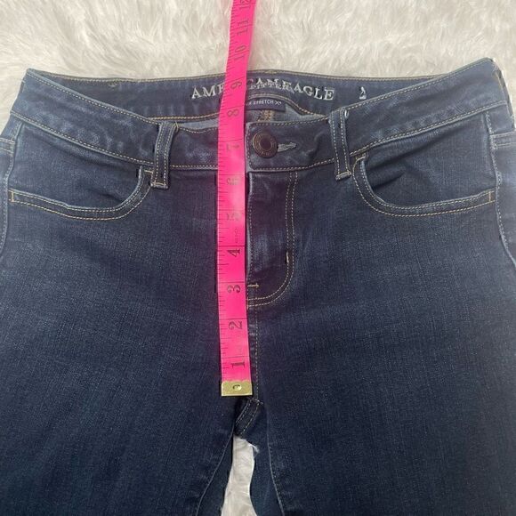 American Eagle Jeans Size 4 Long Super Stretch Skinny Dark Wash Blue - Picture 4 of 8